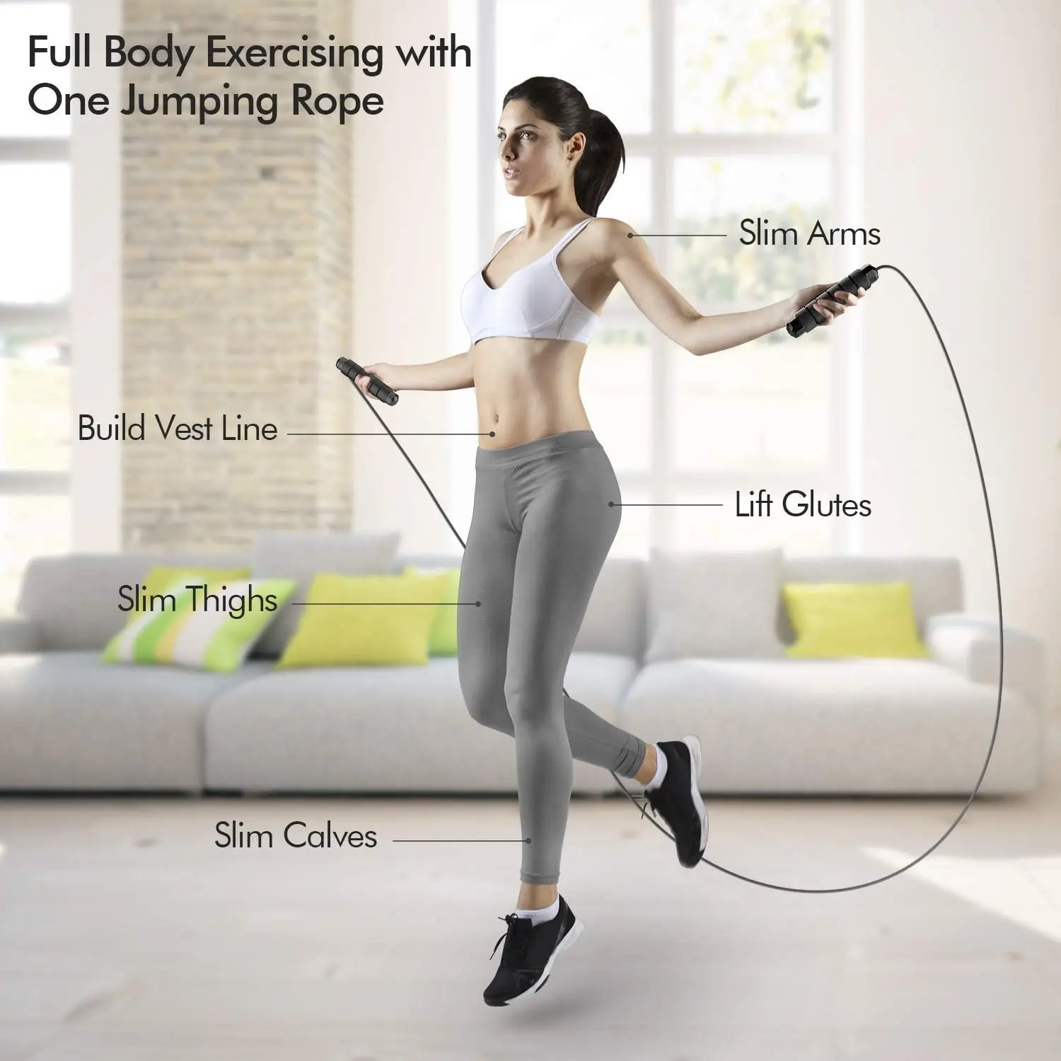 Jump Rope, Tangle-Free with Ball Bearings Adjustable Steel Jump Rope Workout for Fitness, Home Exercise & Slim Body