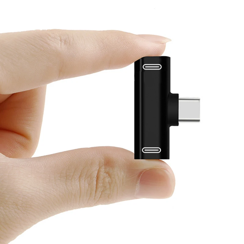 2 In 1 USB C Splitter Type C Male To Dual Type- Female Audio Connector Headphone Charging Adapter
