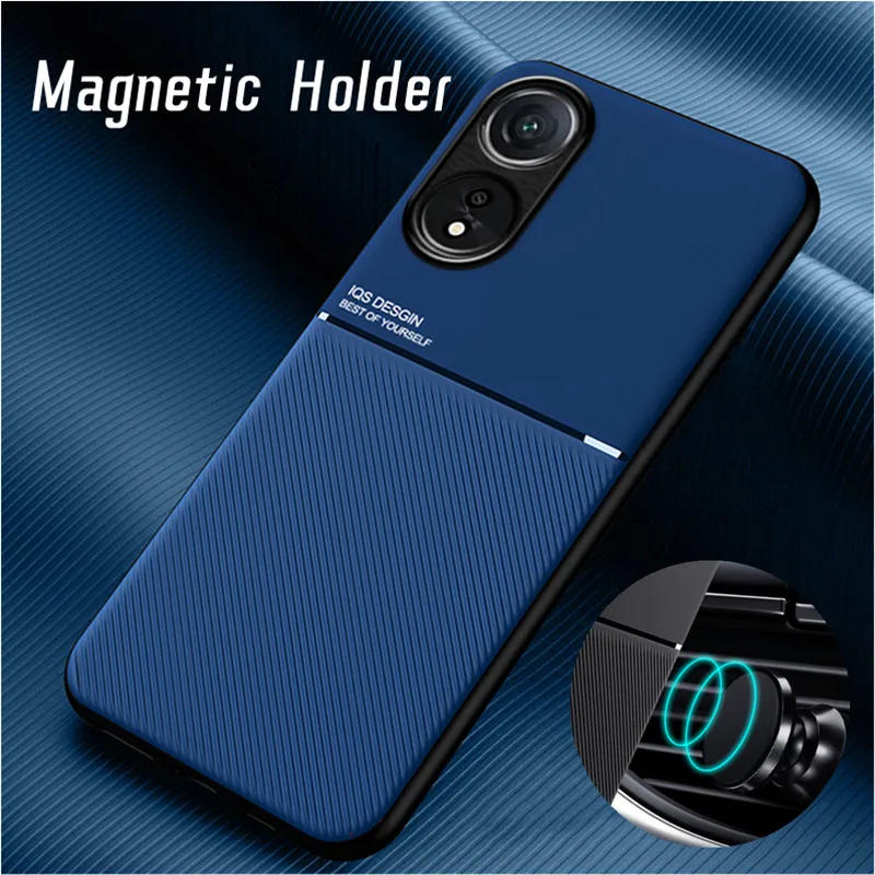 For OPPO A79 A78 A58 Case Protective Cover For OPPO A98 5G A17 A57 A57S A94 A95 Built-in Car Magnetic Holder Phone Coque Fundas