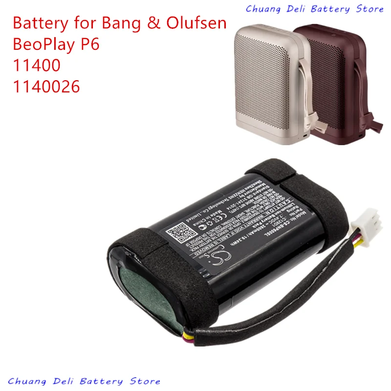3400mAh/7.4V Replacement Battery for Bang & Olufsen 1140026 BeoPlay P6 11400 C129D1 2INR19/66 
