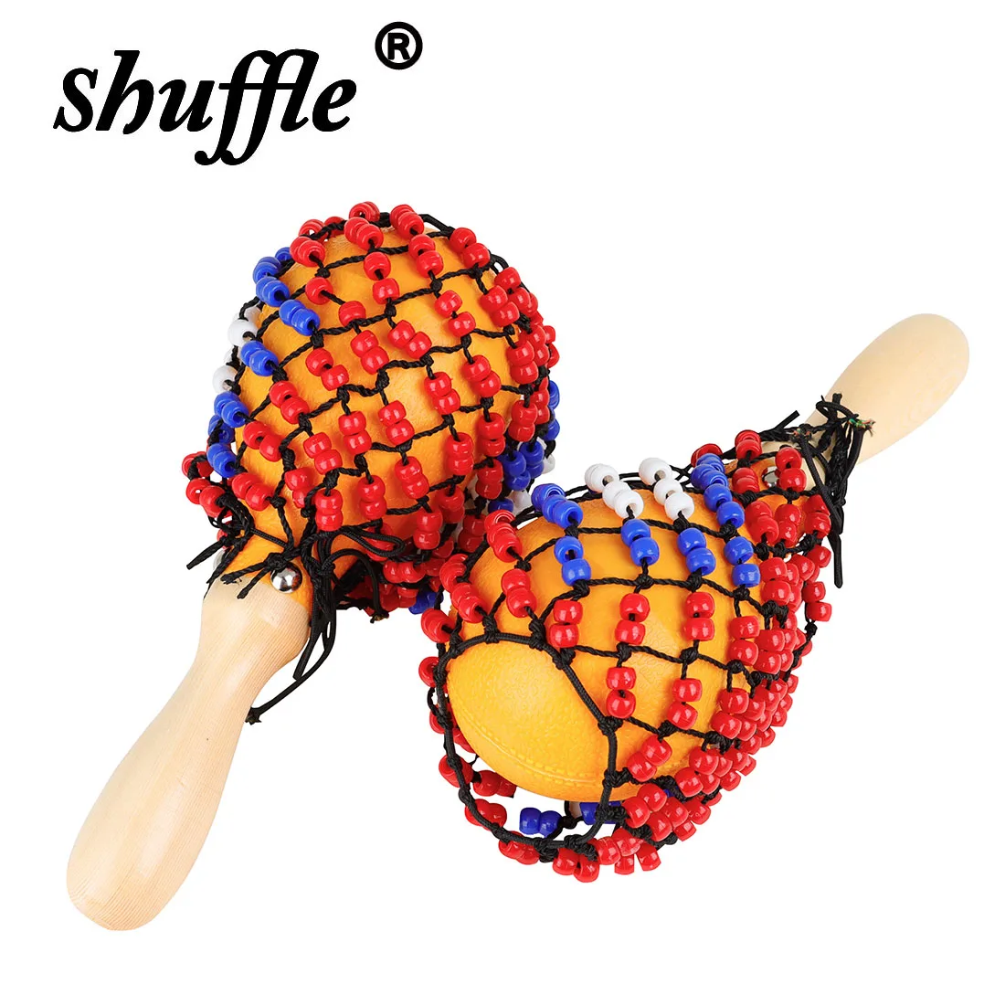Bead Net Sand Hammer Solid Wood Professional Hand Shaken Tambourine Sand Hammer Orff Beads Net Shaking Orff Musical Instruments