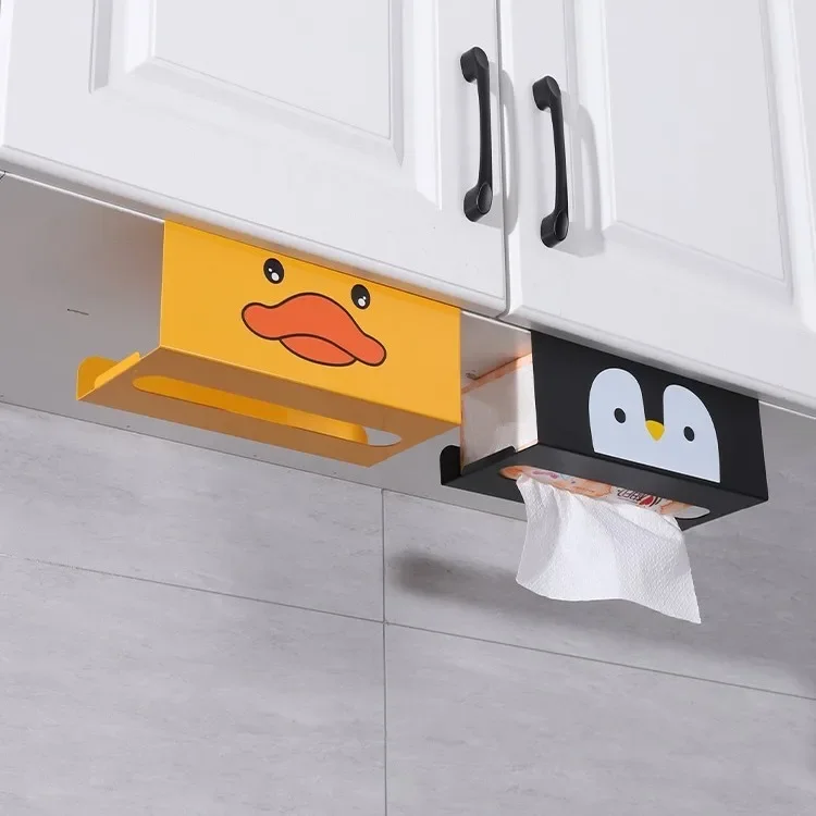 

Kitchen Tissue Holder Perforated Iron Paper Holder, Household Napkin Hanging Rack, Cabinet Door Paper Box, Wall Mounted
