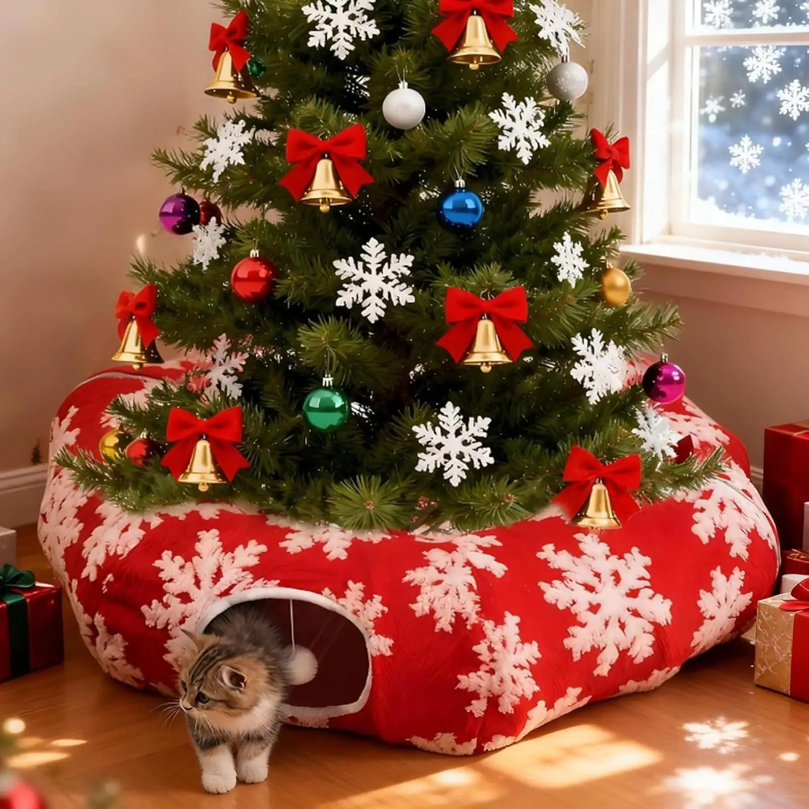 christmas-donut-cat-bed-tunnel-soft-dog-house-play-toy