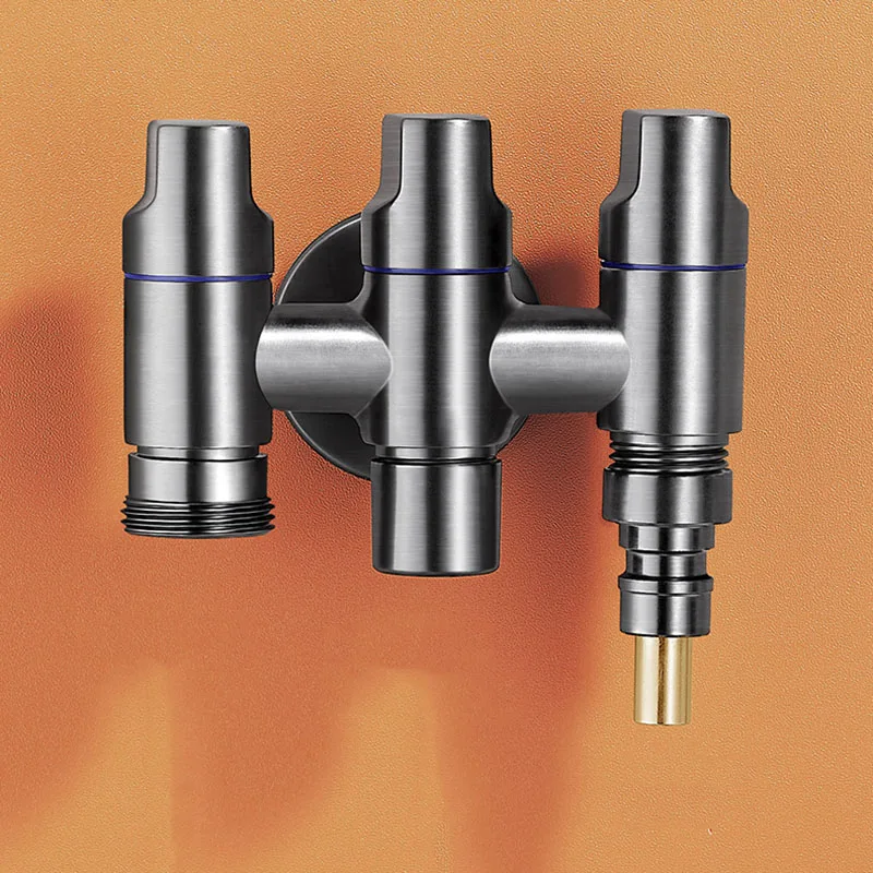 One-in Three-out Angle Valve Independent Switch Water Heater Toilet/Washing Machine Multi-function Three-Control Faucet