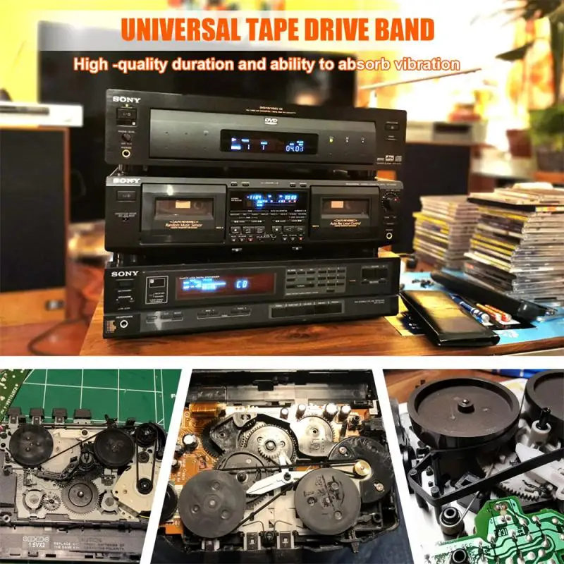 Cassette Tape Belts 1pack Mix Cassette Replacement Rubber DVD Cassette Recorder Turntable Strap Belt For -ROM Video Machines 1*1mm