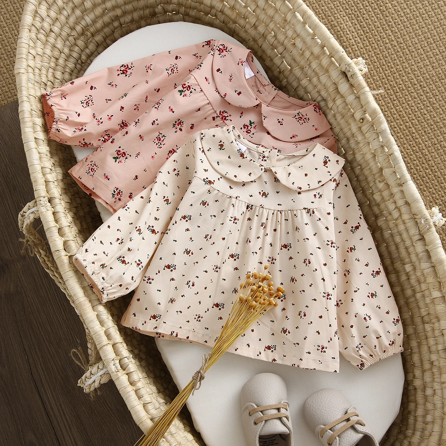 Baby Girl Clothes Baby Girls Floral Blouse For 0-2 Years Spring Autumn Long Sleeve Cotton Shirt Kids Girls Newborn
