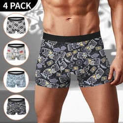 Men's Printed Fashion Boyshorts - 4 Pack, Comfortable Plus Size Swim Trunks - Europe - XXXL110 - 125KG (4pcs - yy - hg)