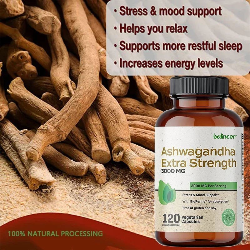 Balincer Ashwagandha Capsules Ashwagandha Extract Supplement Boost Energy, Relieve Stress, Support Mood & Focus