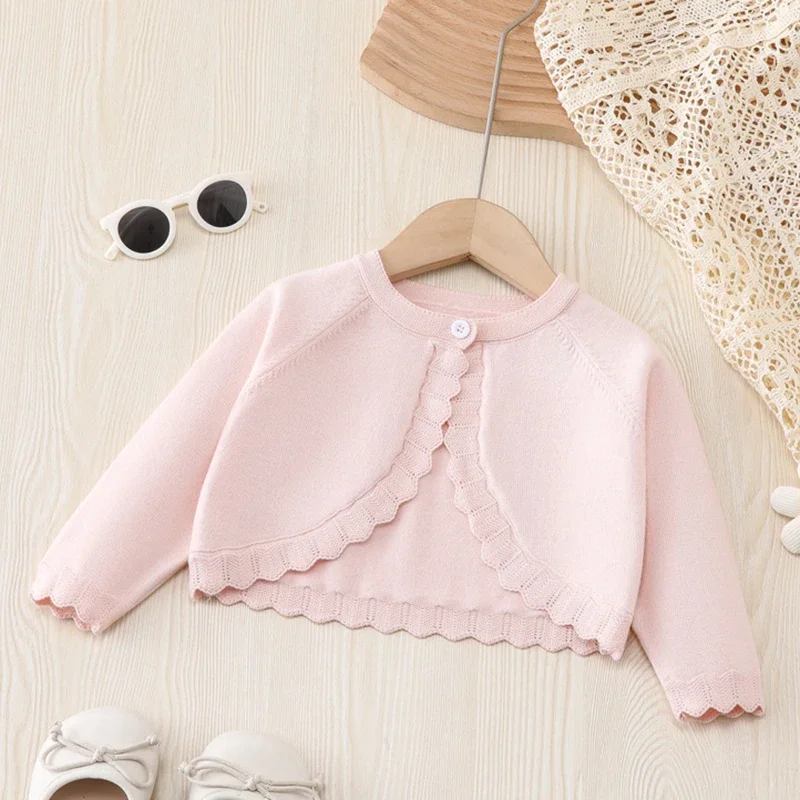 2025 신상 가을 아동 긴팔 단색 니트 가디건 스웨터 키즈 망토  여자 니트 가디건 코트