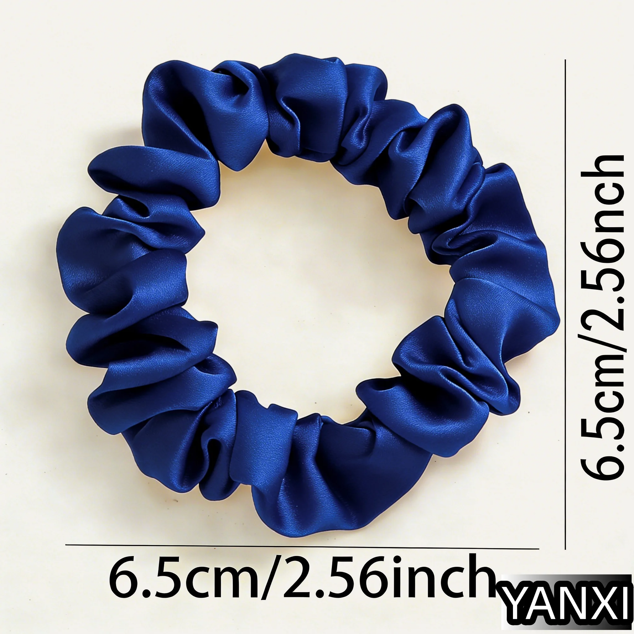 1/30/60/100 Stück Haargummis aus Satin für Damen, blau, klein, 6,5 cm, Haarschmuck, lässig, niedlich, Pferdeschwanzhalter, elastisches Gummiband – Detail 2