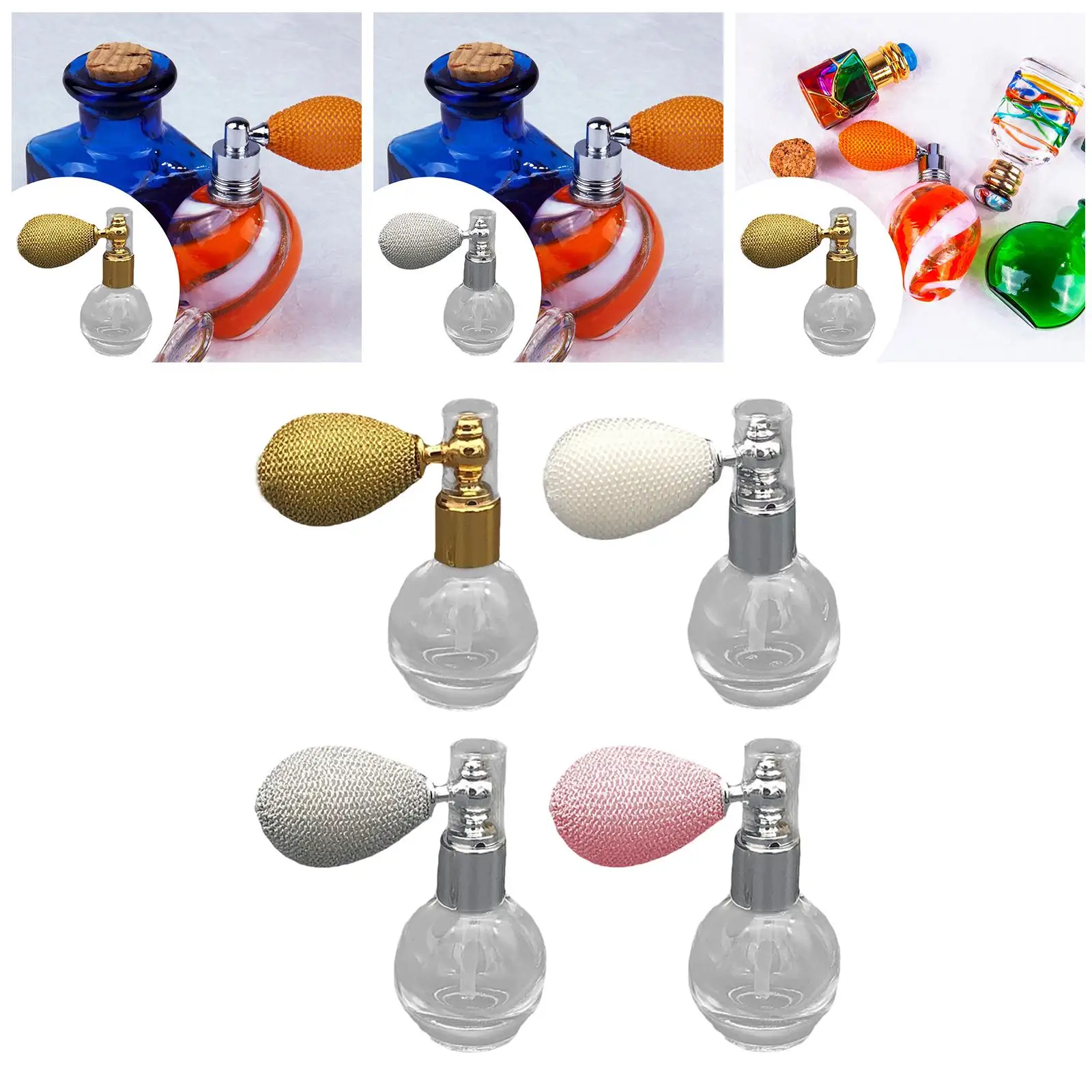 Perfume Spray Refillable Empty for Women Girls Transparent Pocket Home Salon Vintage Design Gift Idea Anti Clog 12ml