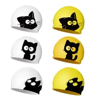 Cute Cat Swimming Cap For Long Hair Ears Protect Children Kids Waterproof Elastic Silicone Swim Pool Cap Bathing Caps Diving Hat 1