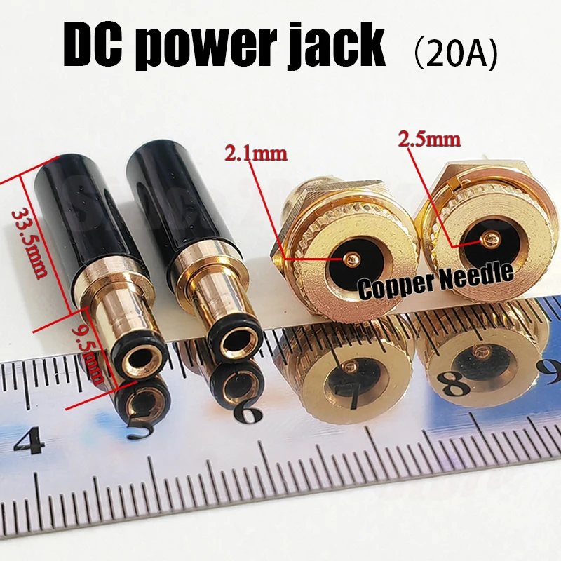 Cltgxdd 1 Stück Kupfer Vergoldeter DC5.5 * 2.1/2.5 DC099 20A Hochstrom-DC-Stromanschluss DIY Schweißdraht DC-Buchsenstecker