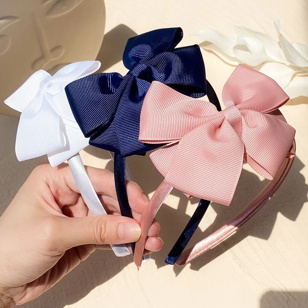 1 Piece Ribbon Handmade Hair Bows Hairbands for Baby Girls 20 Colors Cute Bowknot Solid Headband Headwear Baby Hair Accessories 3pcs grograin ribbon newborn bows headband cute headwear bowknot elastic hair bands infant hair accessories for baby girls gift