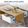 Modern Wooden Coffee Table with Storage, Minimalist Hallway Mid Century Cocktail Table for Living Room Apartment Reception, Oak 6