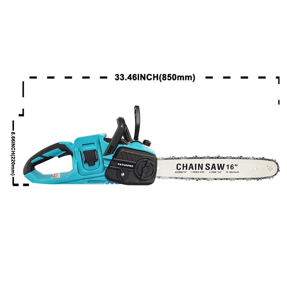 PATUOPRO 16 Inch Brushless Chainsaw Cordless Electric Chain Saw Wood Cutting Garden Pruning Power Tools For Makita 18V Battery 4