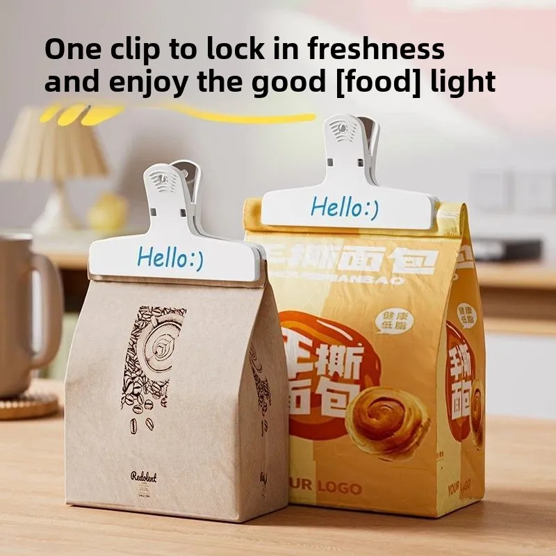 [Color random] 3Pcs Magnetic Clip kitchen Food Snack sealing seasoning Plastic Clip Office Supply for Documents Bills Stationery