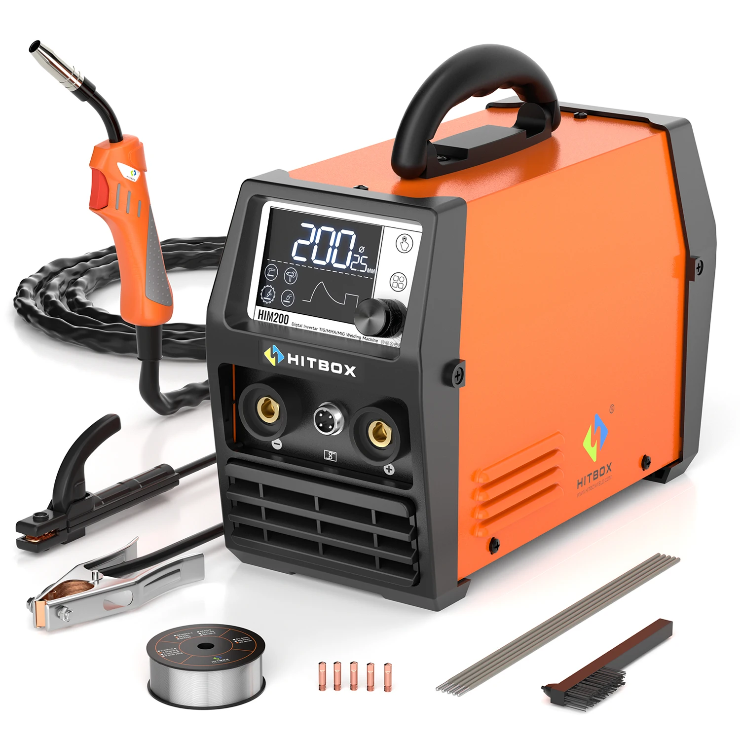 HITBOX Welding Machine Lift TIG MMA 3 In 1 HIM200 Gas Shielded MIG Gasless Single Voltage 220V Supports The Use Of Drawing Guns