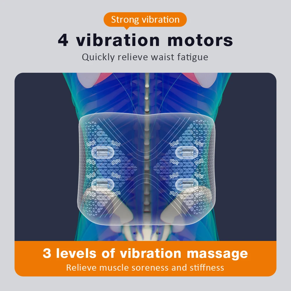 Massaggiatore elettrico per la vita lombare con vibrazione intelligente al grafene, riscaldamento elettrico, impastamento a pressione d'aria, massaggio con impacco caldo_voghion.com