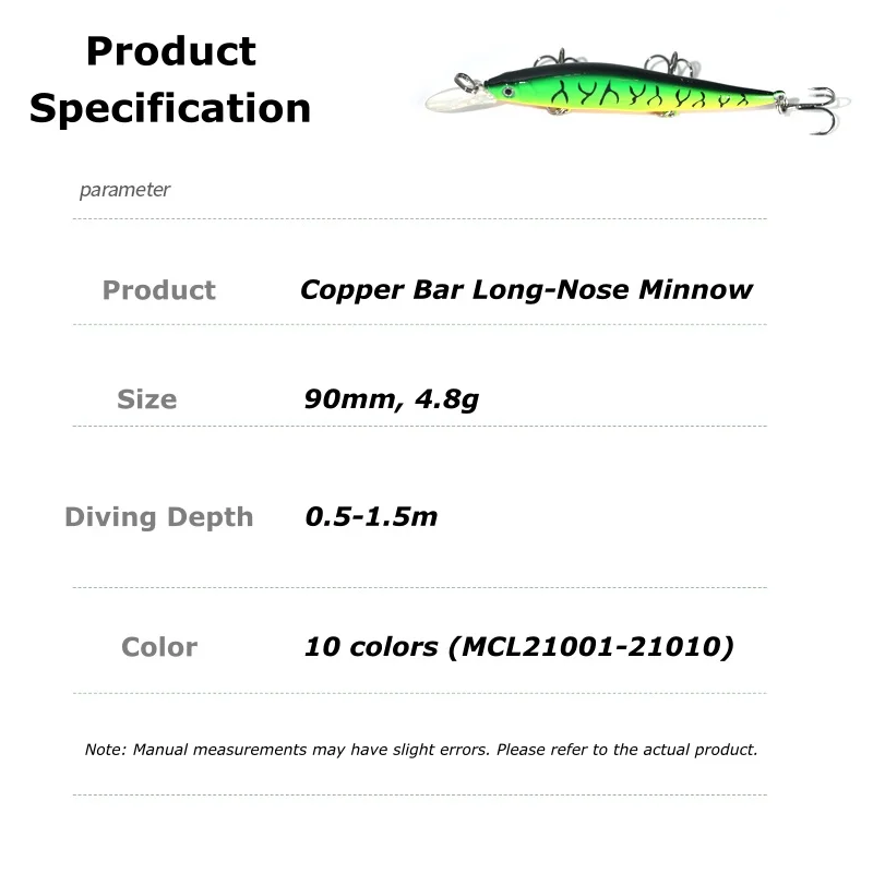 Long Lip Jerkbait with weight system Sinking Minow 5g Fishing Lure Wobbler Slow Diving Pesca Swimbait Noise System For Bass Pike for fishing lure