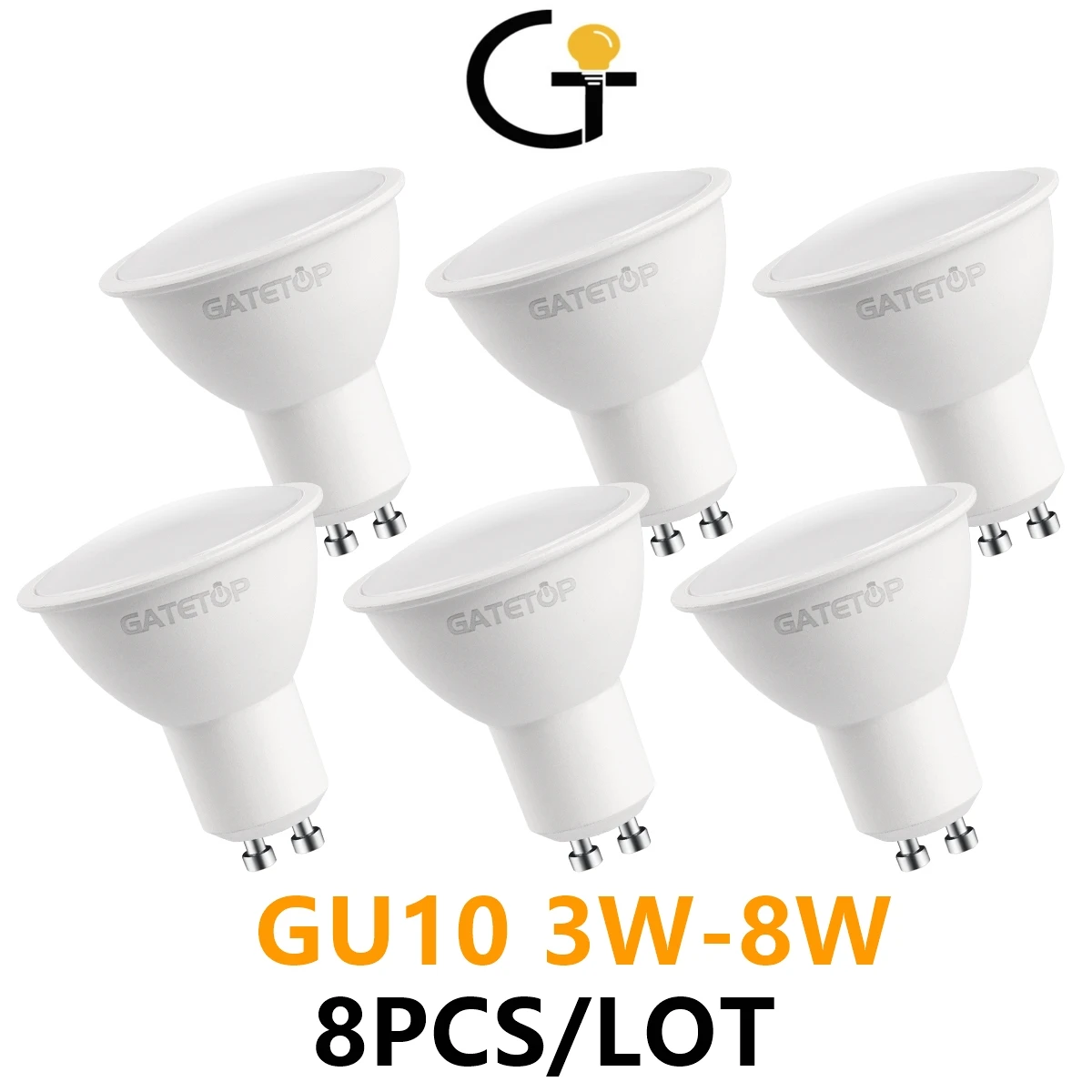 8PCS GU10 LED Spotlight  3W 5W 6W 7W 8W  3000K 4000K 6000K AC220V AC110V  LED Light Lamp for Cool Room Decor