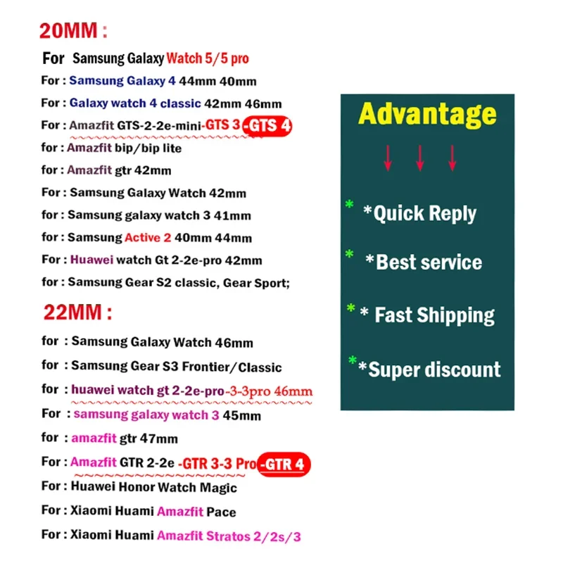 Versatile Silicone Watch Band - 20mm/22mm - Multiple Smartwatch Compatibility and Styles