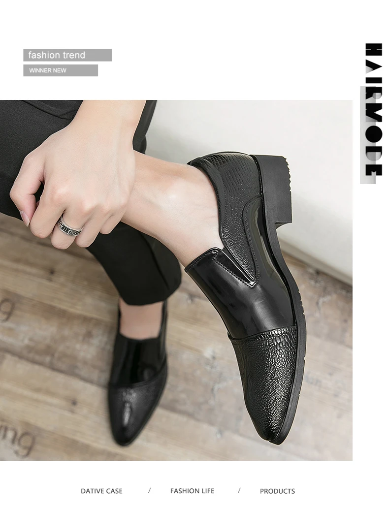 Luxus Krokodil Muster Männer Business Loafer Große Größe Mode Leder Komfortable Designer Hochzeit Sozialen Formale Plattform Schuhe – Detail 11