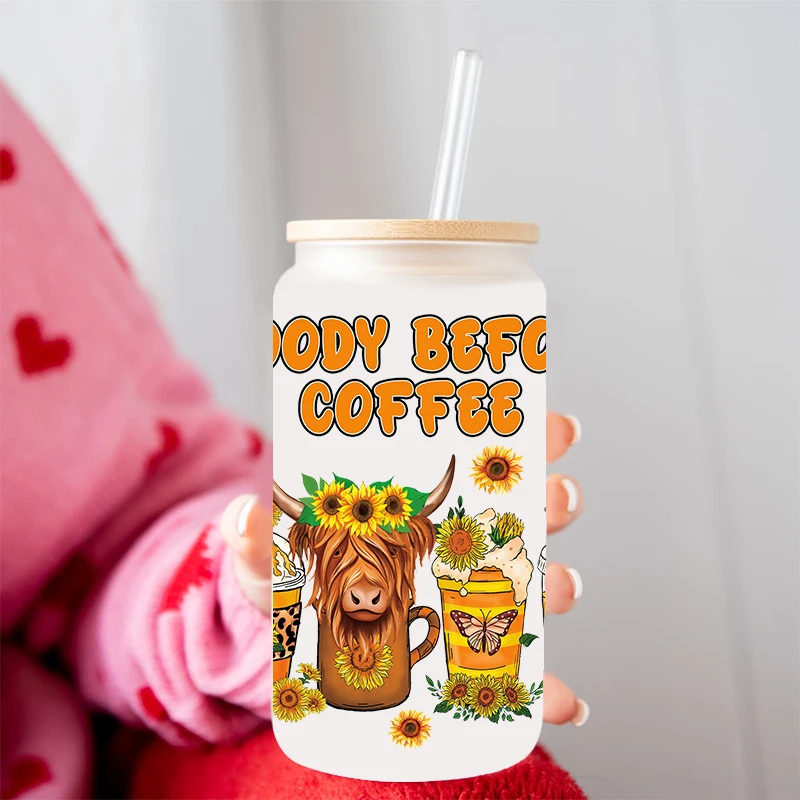 UV DTF Transfer Cowboy Theme For 16oz Libbey Glasses Wraps Cup Can DIY Waterproof Decals D8819