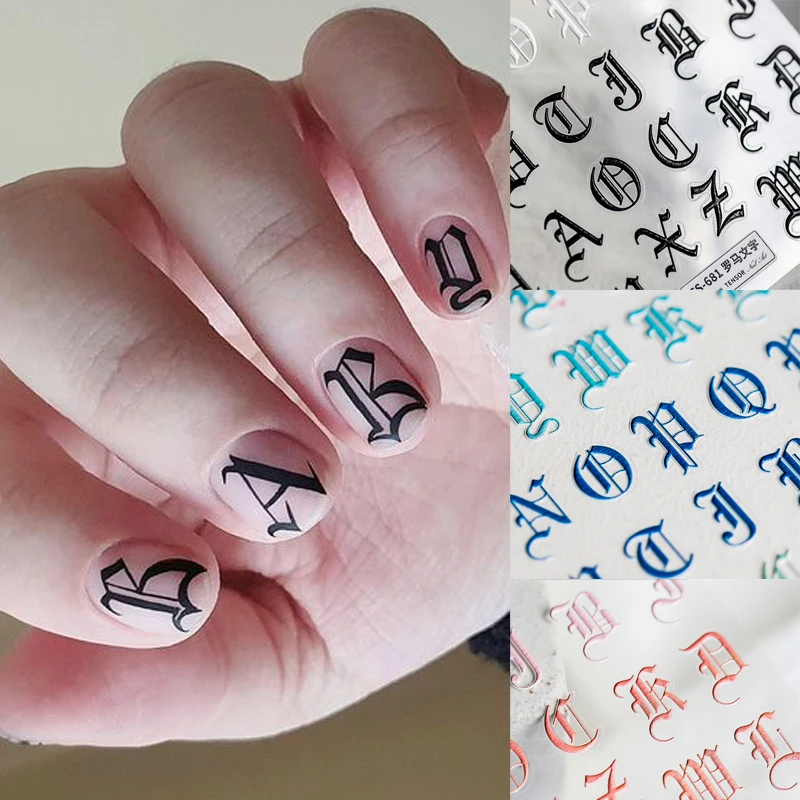 Pegatinas para uñas con letras góticas, adhesivos para uñas en inglés  antiguo, letras para inscripción de números, alfabeto, 1 unidad|Pegatinas y  calcomanías| - AliExpress