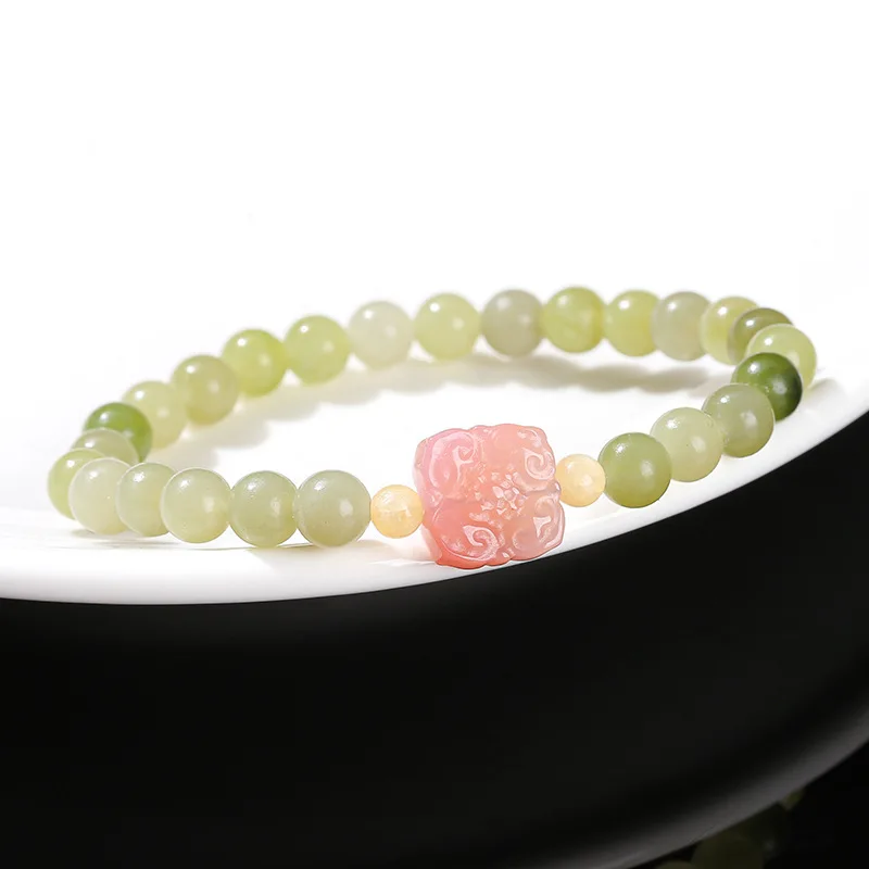 天然翡翠の花ビーズブレスレット,瑪瑙の宝石,絶妙なセクシーな