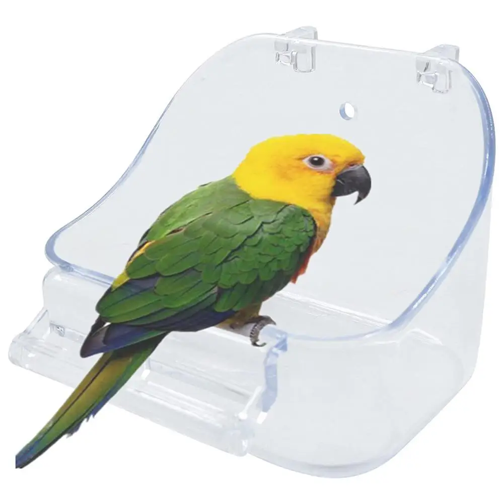 Vasca Da Bagno Per Uccelli Mangiatoia Per Uccelli Trasparente Gabbia Per Appendere Doccia Contenitore Per Alimenti Accessori Per Uccelli Per Canarini 