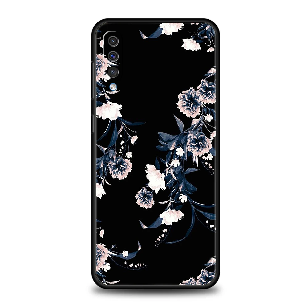 Black Silicone Floral Phone Case Cover - Elegant Design