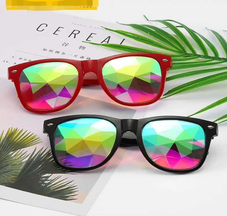 kaleidoscope glasses metal Sunglasses Women Party Psychedelic Prism Diffracted Lens EDM Sunglasses Female