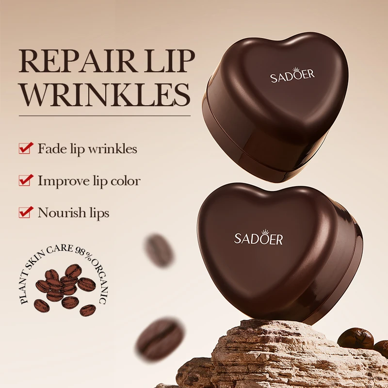 SADOER Coffee Lip Mask Moisturizing Lips Plumper Plump Lips Skin Care Hydrating Nourishing Anti-wrinkles Lip Cream Skin Care