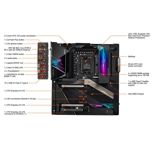 Новая материнская плата Z690 AORUS XTREME LGA1700 4 * DDR5 128 ГБ E-ATX 4 * SATA 3,0, высокое качество, быстрая доставка 2