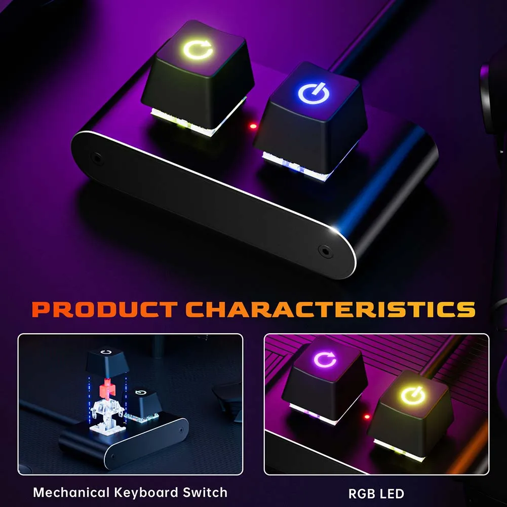 ON/Off Reset Switch Button w/Colorful LED Light PC External Power Supply Button Computer Power Switchs for Home Office Internet