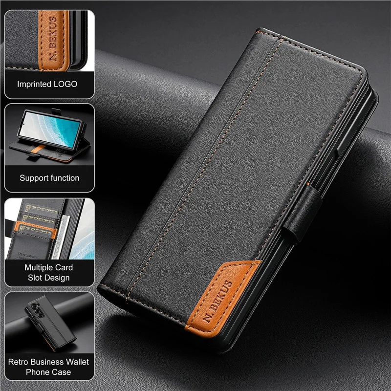 Handcrafted Leather Protective Flip Case with Seamless Card Insertion
