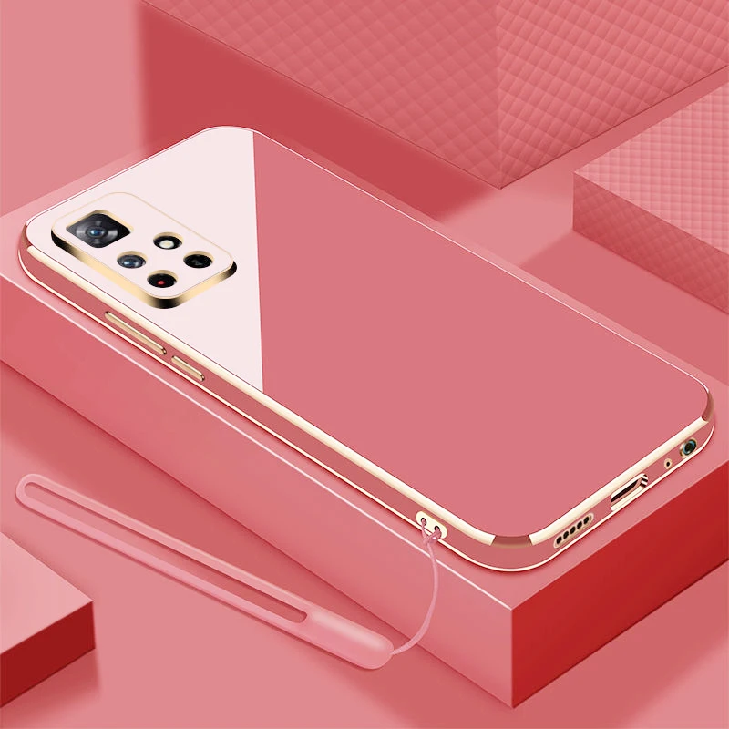 Luxury Square Plating Shockproof Phone Case for Xiaomi Poco M4 Pro 5G