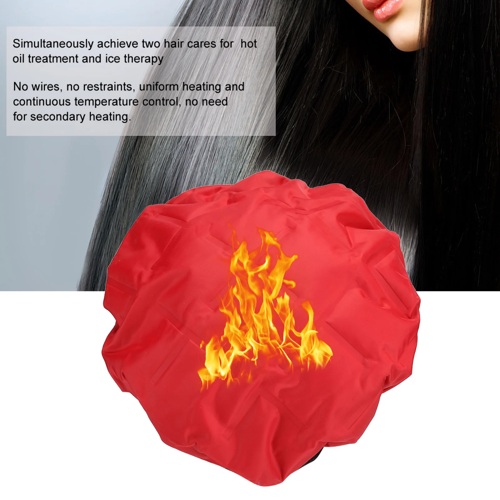 Cappello per Trattamento Capelli con Olio Caldo, Cura dei Capelli, Trattamento di Bellezza, Cappello da Barbiere (Rosso) per Cura dei Capelli - immagine 3