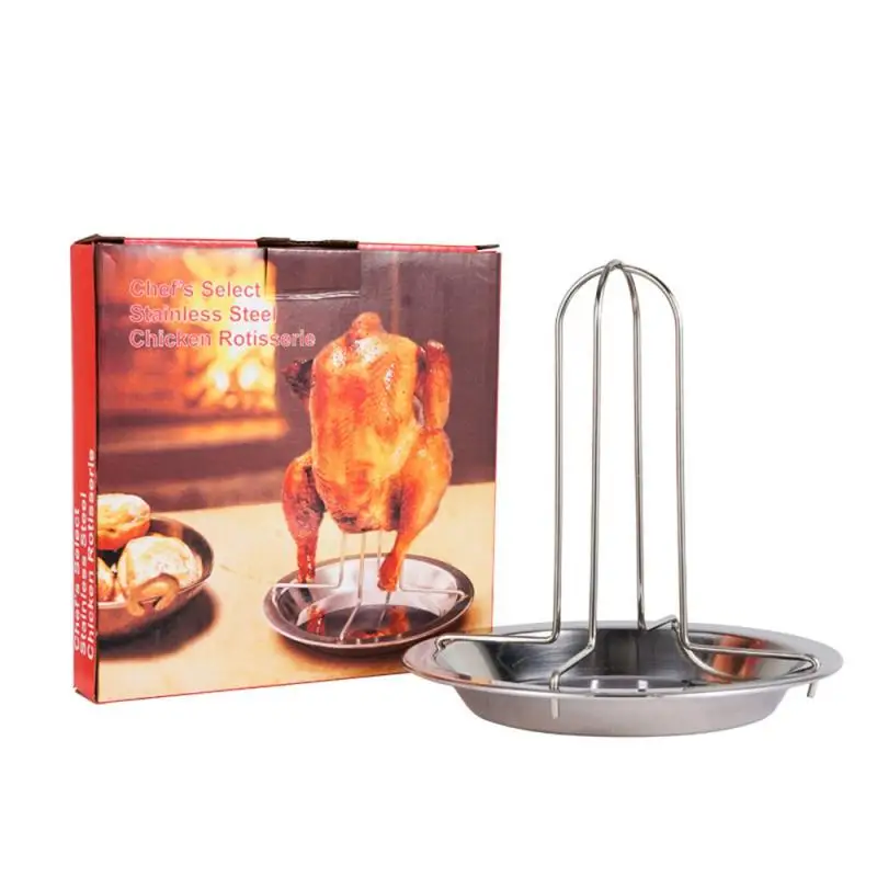 Chicken Roaster Rack Stainless Steel Roasting Grill Stand Kitchen Outdoor BBQ Tools Non-stick Grilled Chicken Plate