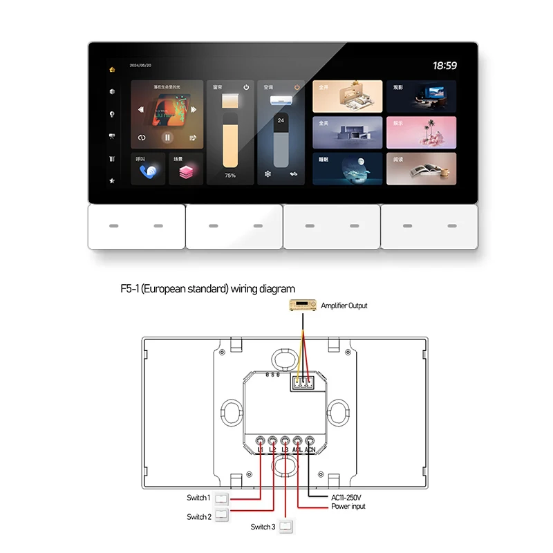 6.2 "Polegada tuya vida inteligente sistema de casa inteligente wifi tela toque zigbee gateway ir alexa parede painel controle central amplificador áudio