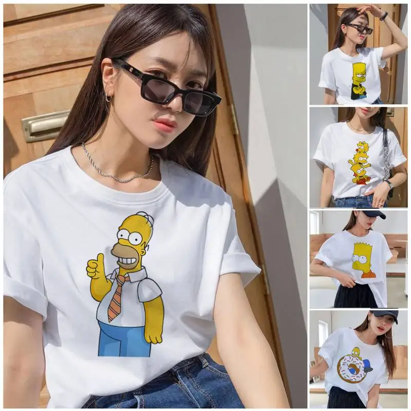 Симпатичная дизайнерская футболка Bandai The Simpsons летняя одежда повседневная