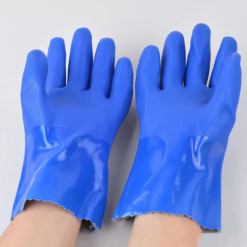 PVC Industrial Rubber Gloves Anti Slip Thickening Anti Corrosion Chemical Wear-resistant Waterproof Labor Protection Gloves Waterproof Gloves Rubber Gloves Disposable Pvc Gloves