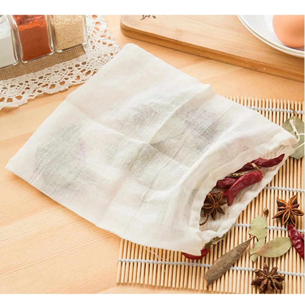 

1pcs Reusable Strainer Drawstring Bag Tea Coffee Soup Filter Mesh Cloth Kitchen Fine Mesh Net Herb Liquid Filter Food Nut Bags