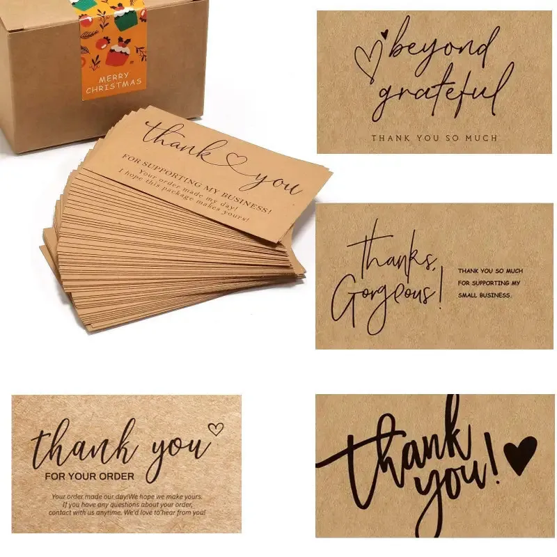 

30/50Pcs Kraft Paper Thank You Card Thank You For Your Order Card Praise Labels For Small Businesses Decor For Shop Gift Packet