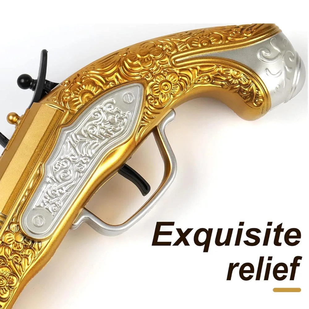 Golden Toy Gun Pistol For Kids Boys with Soft Foam Darts Bullets Cosplay Pirate Toys Dress Up Dropshiping 4