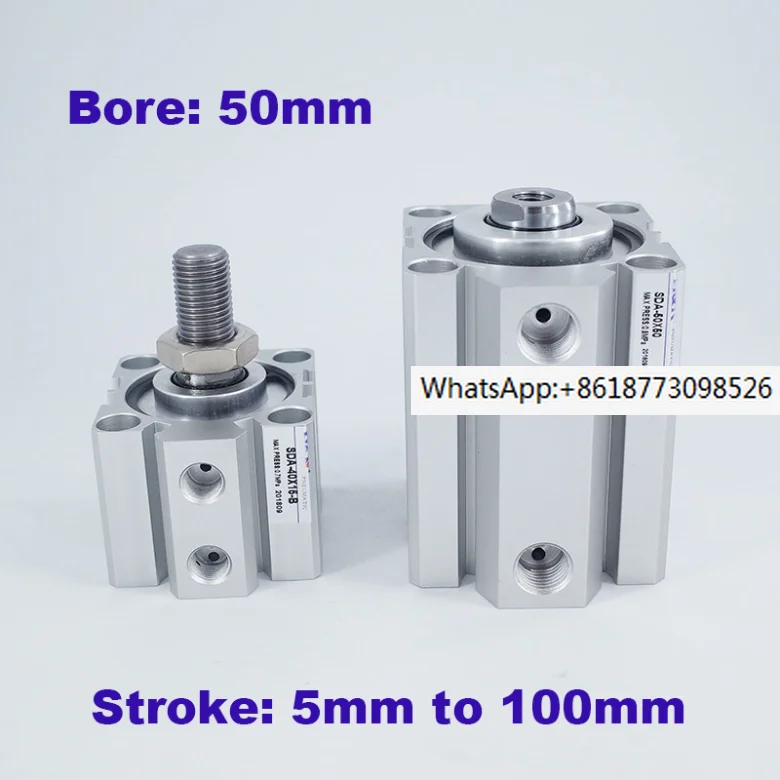 

Female/male thread bore 50mm stroke 5/10/20/25/30/40/50/60/75/100mm double acting air actuator SDA 50 compact piston cylinders