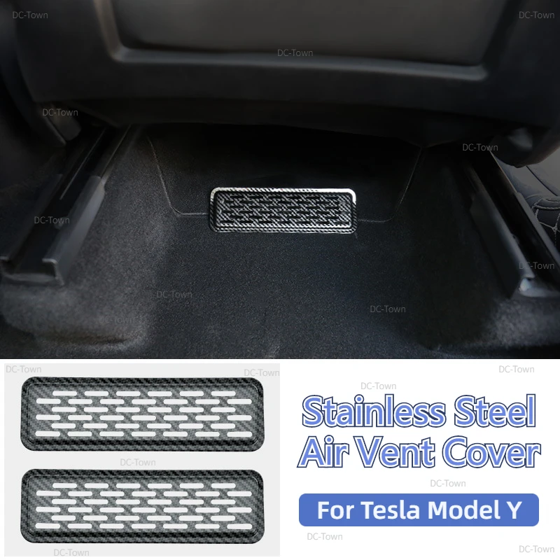

Маска для вентиляционного отверстия Tesla Model Y, чехол с защитой от блокировки вентиляционного отверстия, декоративная пластина из нержавеющей стали, защитный чехол для вентиляционного отверстия сиденья