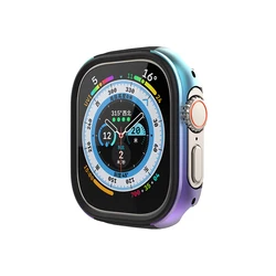 Premium Titanium-Color Aluminum Alloy Case for Apple Watch Ultra 49mm - Sleek TPU+Alloy Bumper Protector (Colorful)
