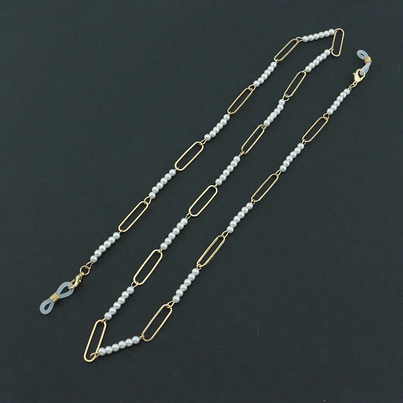 

2023 Fashion Crystal Non-slip Glasses Chain Neck Strap Bohemia Double Layer Pearl Metal Sunglasses Mask Holder Lanyard for Women